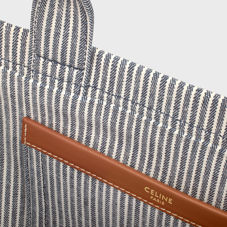SMALL CABAS THAIS IN STRIPED TEXTILE NAVY BLUE - Image 4